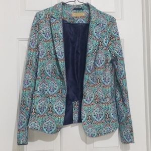 Vero Paisley Pattern Teal Multicolor Blazer